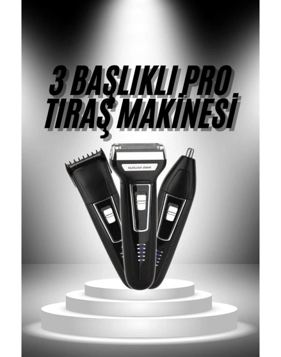 ® 3lü Set Saç Sakal Kesme Traş Makinesi Burun Kılı Alma Tıraş Makinesi
