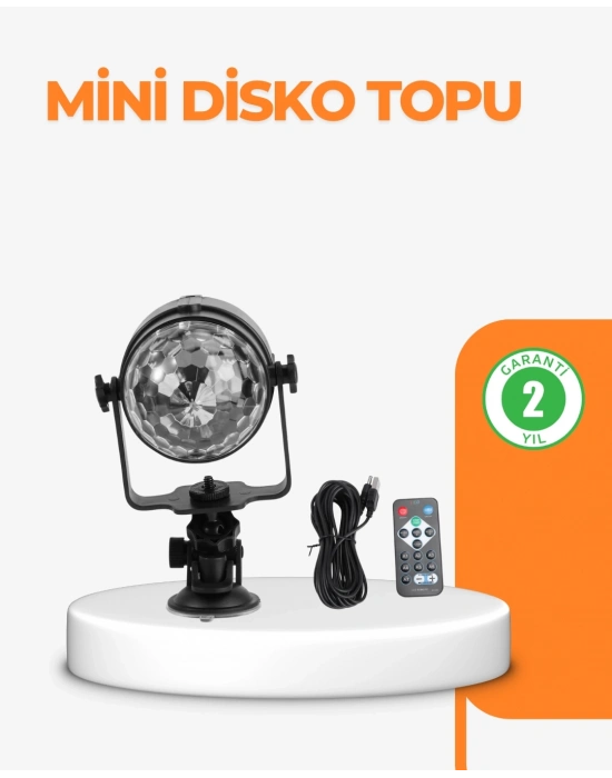 ® 3 Renk 7 Mod Döner Disko Topu Işık