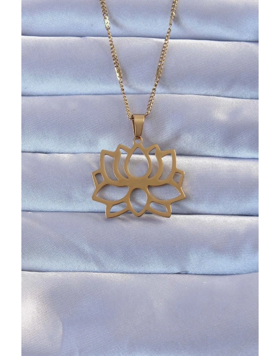 ® 316L Altın Renk Lotus Kolye