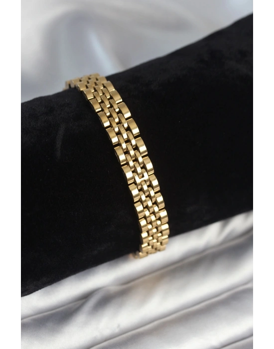 ® 316L Çelik 9 mm Kalınlıkta Gold Renkli Erkek Bileklik