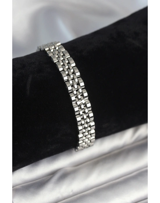 ® 316L Çelik 9 mm Kalınlıkta Gümüş Renkli Erkek Bileklik