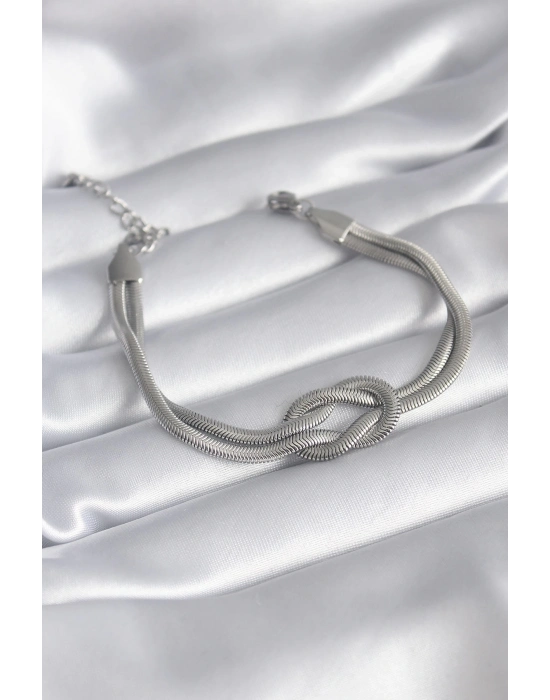 ® 316L Çelik Çelik Gold Renk İtalyan Zincir Düğüm Model Kadın Bileklik