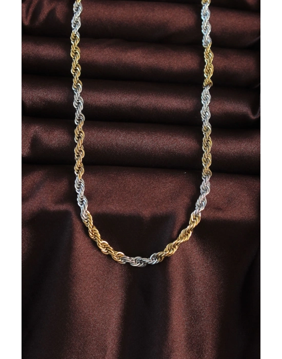 ® 316L Çelik Çift Renk Burgu Tasarımlı Kolye