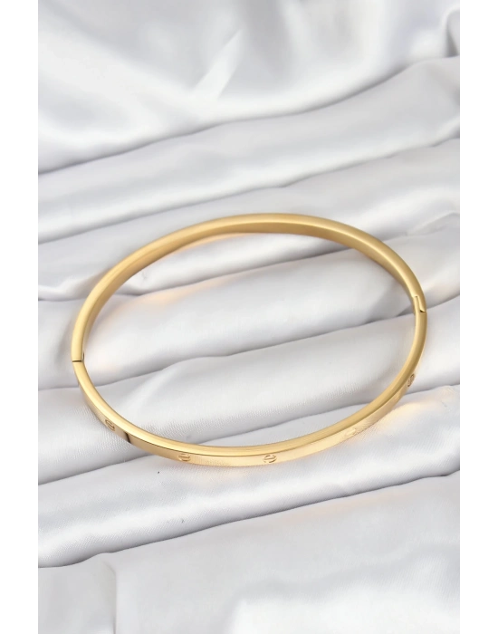 ® 316L Çelik Gold Renk 65 mm İnce Kadın Kelepçe Bileklik