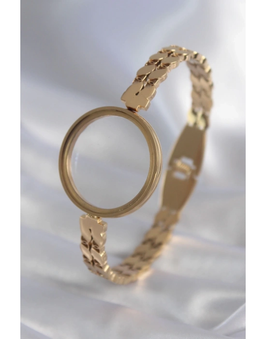 ® 316L Çelik Gold Renk Arpa İşleme Açılabilir Fanus Model Kadın Kelepçe