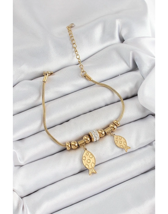 ® 316L Çelik Gold Renk Balık Model Kadın Bileklik
