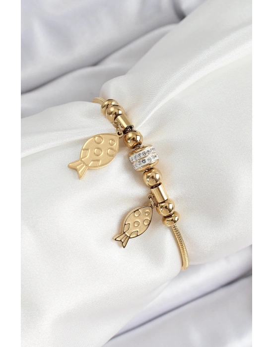 ® 316L Çelik Gold Renk Balık Model Kadın Bileklik