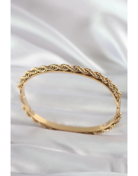 ® 316L Çelik Gold Renk Burgu Zincir Model Kadın Kelepçe