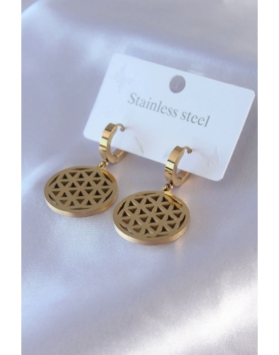 ® 316L Çelik Gold Renk Lotus Model Kadın Küpe