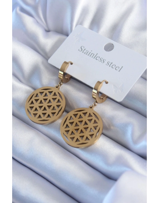 ® 316L Çelik Gold Renk Lotus Model Kadın Küpe