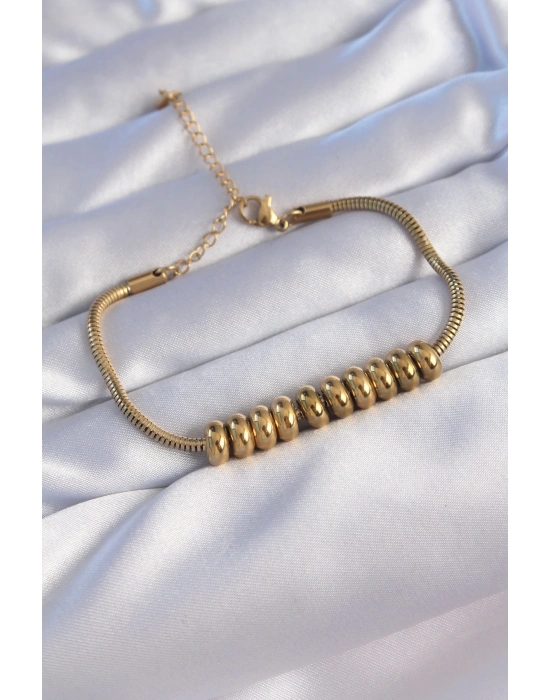 316L Çelik Gold Renk Oval Figürlü Bileklik