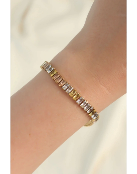 ® 316L Çelik Gold Renk Renkli Su Yolu Tasarımlı Bileklik