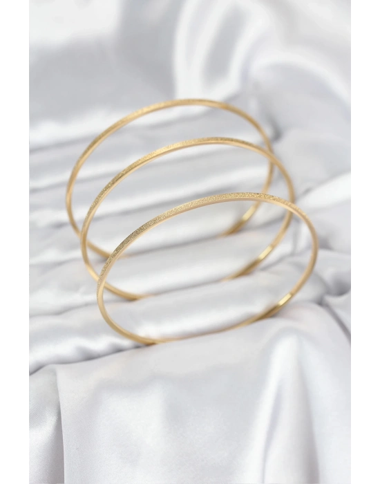 ® 316L Çelik Gold Renk Simli Model Ajda 65 mm Kadın Bileklik