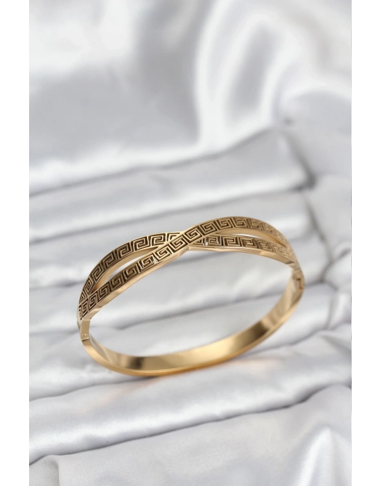 ® 316L Çelik Gold Renk Vintage Kadın Kelepçe Bileklik
