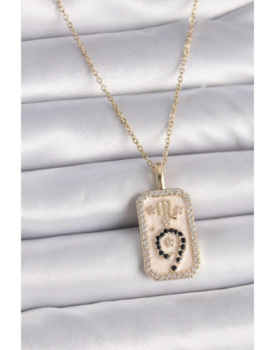 ® 316L Çelik Gold Renk Zincir Akrep Burcu Zirkon Taşlı Kadın Kolye