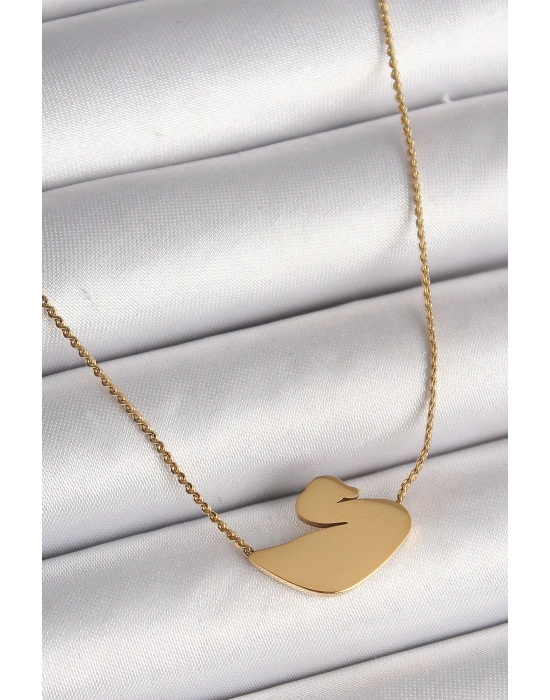 ® 316L Çelik Gold Renk Zincir Kuğu Model Kadın Kolye