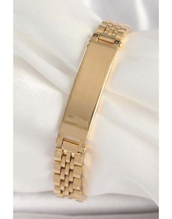 ® 316L Çelik Gold Renk Zincir Künye Model Erkek Bileklik