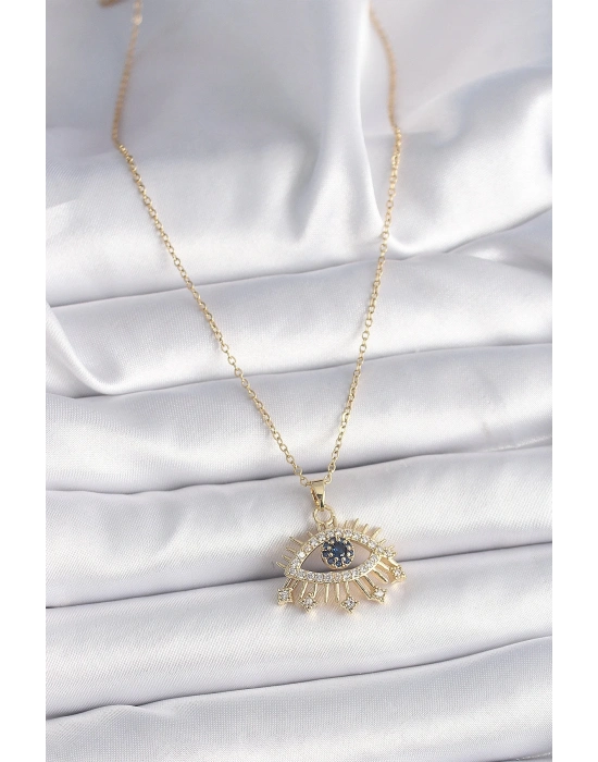 ® 316L Çelik Gold Renk Zincir Zirkon Taşlı Göz Model Kadın Yüzük