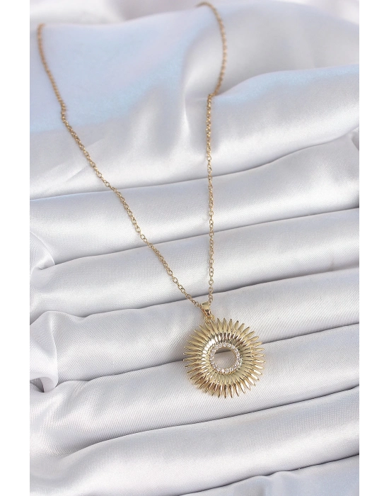 ® 316L Çelik Gold Renk Zincir Zirkon Taşlı Nova Yıldız Model Kadın Kolye