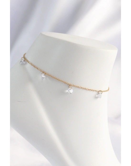 ® 316L Çelik Gold Renk Zirkon Taşlı Halhal