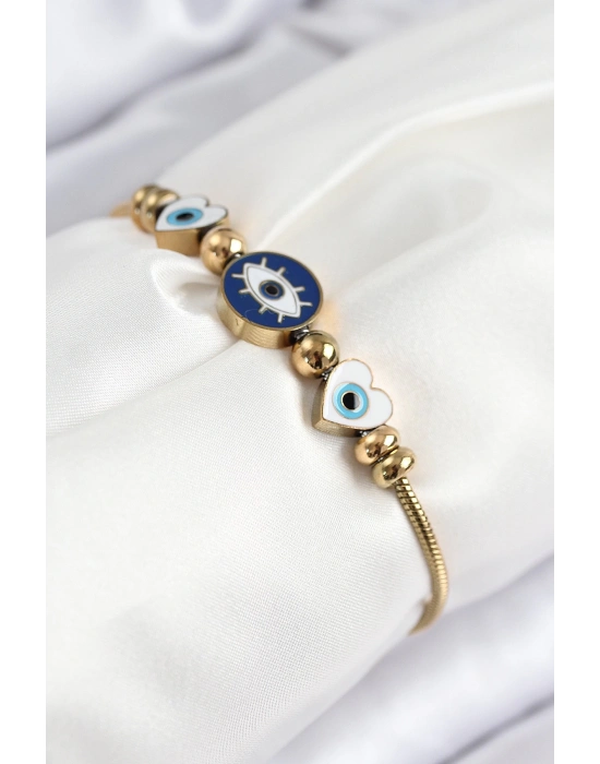 ® 316L Çelik Göz Charm Model Gold Renk Kadın Bileklik