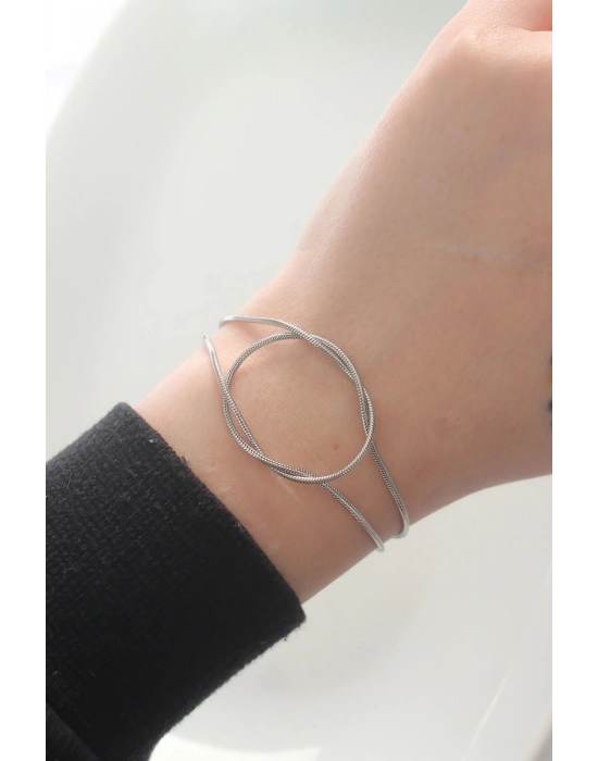 ® 316L Çelik Gümüş Renk Düğüm Model Bileklik