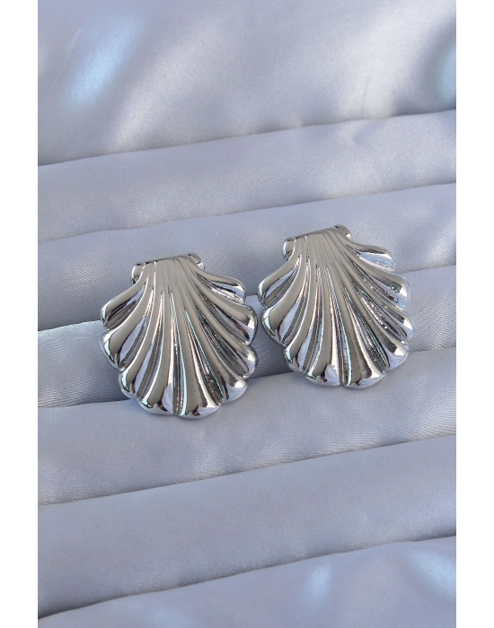 ® 316L Çelik Gümüş Renk İstiridye Model Küpe