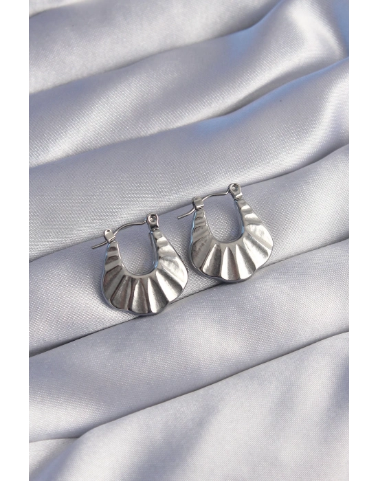 ® 316L Çelik Gümüş Renk Kabartmalı Görünüm Küpe