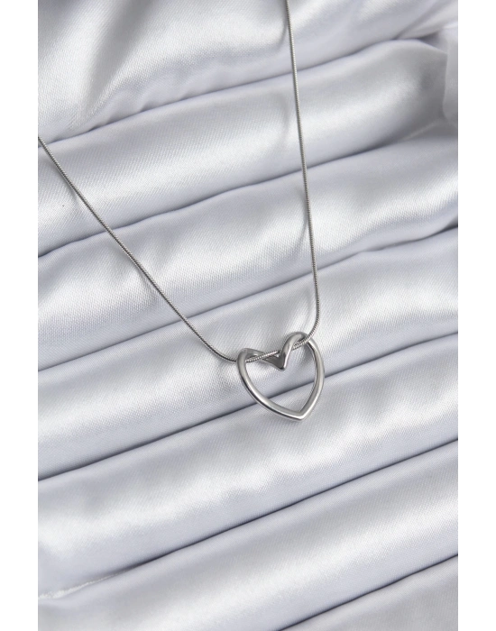 ® 316L Çelik Gümüş Renk Kalp Model Kadın Kolye