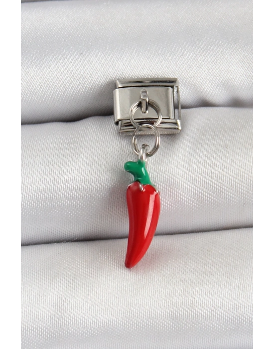 ® 316L Çelik Gümüş Renk Kapya Biber Model Nomination Charm