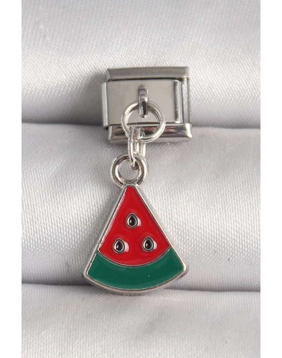 ® 316L Çelik Gümüş Renk Karpuz Dilim Model Nomination Charm