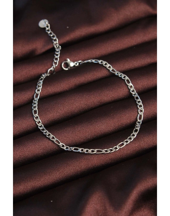 ® 316L Çelik Gümüş Renk Kuş Gözü Erkek Zincir Bileklik