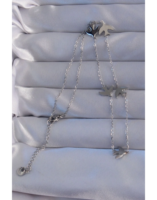 ® 316L Çelik Gümüş Renk Kuş Model Kolye