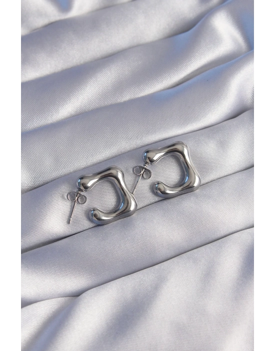 ® 316L Çelik Gümüş Renk Minimal Bubble Küpe