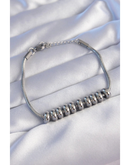 ® 316L Çelik Gümüş Renk Oval Figürlü Bileklik