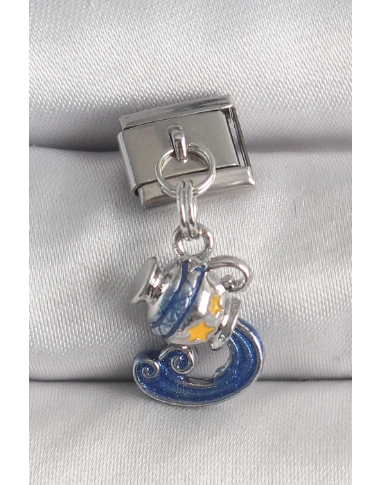 ® 316L Çelik Gümüş Renk Sallantı Kova Burç Model Nomination Charm