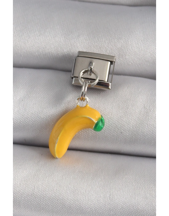 ® 316L Çelik Gümüş Renk Sallantı Muz Model Nomination Charm