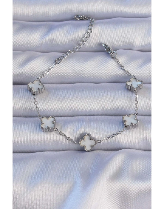 ® 316L Çelik Gümüş Renk Sedefli Baby Boy Yonca Model Bileklik