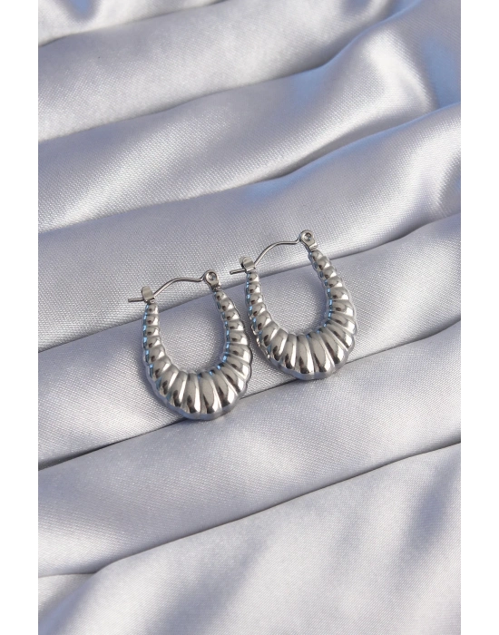 ® 316L Çelik Gümüş Renk Uzun Baklava Görünümlü Küpe