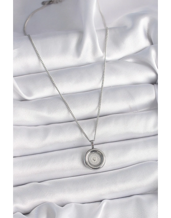 ® 316L Çelik Gümüş Renk Zincir Gümüş Renk Altın Model Kadın Kolye