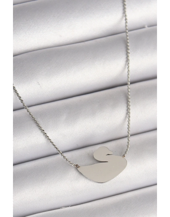 ® 316L Çelik Gümüş Renk Zincir Kuğu Model Kadın Kolye