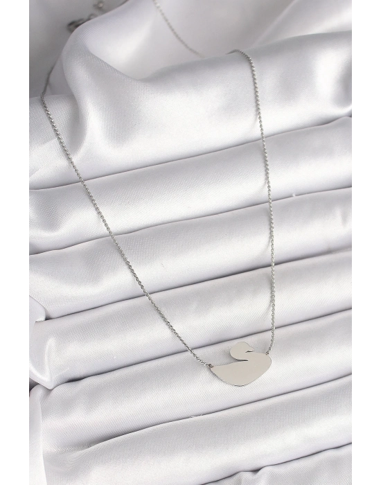 ® 316L Çelik Gümüş Renk Zincir Kuğu Model Kadın Kolye