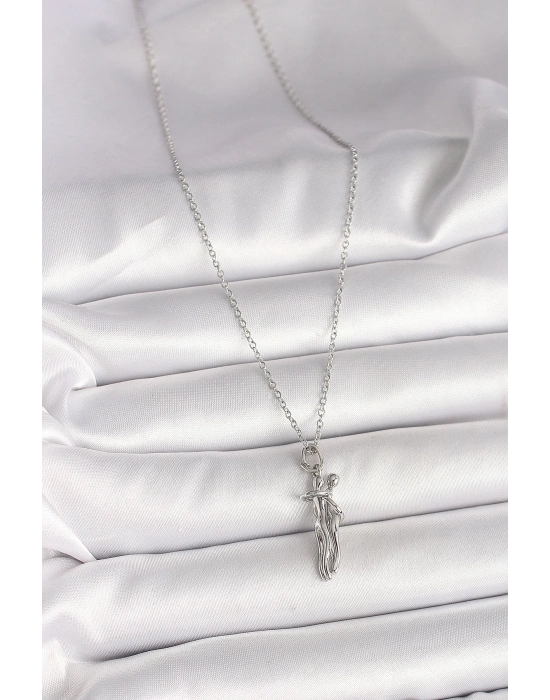 ® 316L Çelik Gümüş Renk Zincir Sarılma Model Kadın Kolye