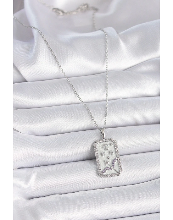 ® 316L Çelik Gümüş Renk Zincir Yay Burcu Zirkon Taşlı Kadın Kolye