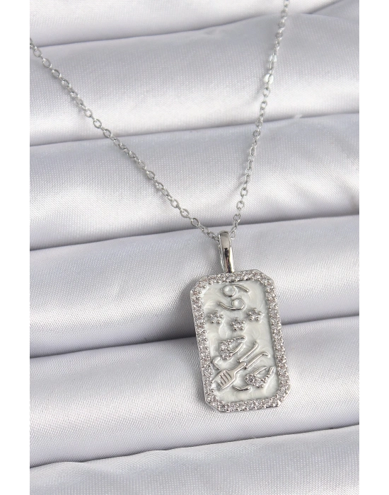 ® 316L Çelik Gümüş Renk Zincir Yengeç Burcu Zirkon Taşlı Kadın Kolye