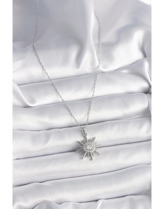 ® 316L Çelik Gümüş Renk Zincir Zirkon Taşlı Güneş Model Kadın Yüzük