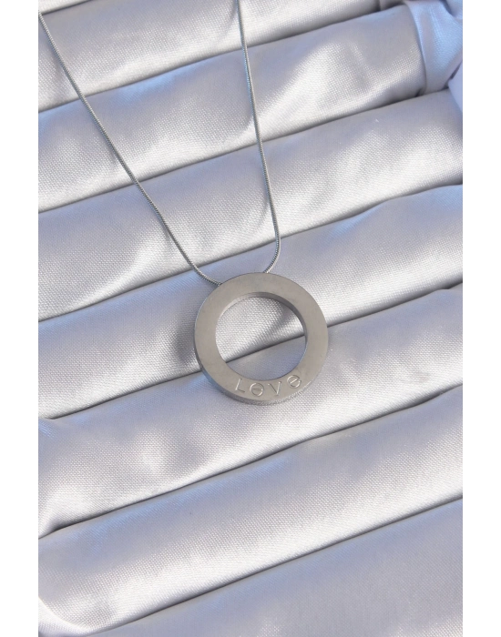 ® 316L Çelik Gümüş Renk Zirkon Taşlı Model Kolye