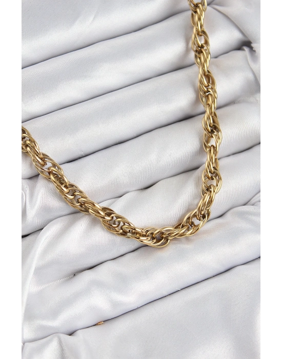 ® 316L Çelik Halat Model Gold Renk Kadın Kolye