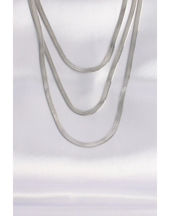 ® 316L Çelik İtalyan Zincir Gümüş Renk Çoklu Kolye