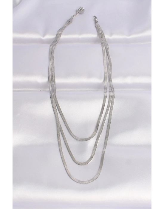 ® 316L Çelik İtalyan Zincir Gümüş Renk Çoklu Kolye